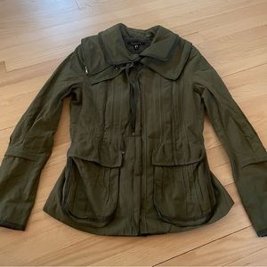 Ellie Tahari 5F Bergdorf Goodman Green Rain Jacket Small